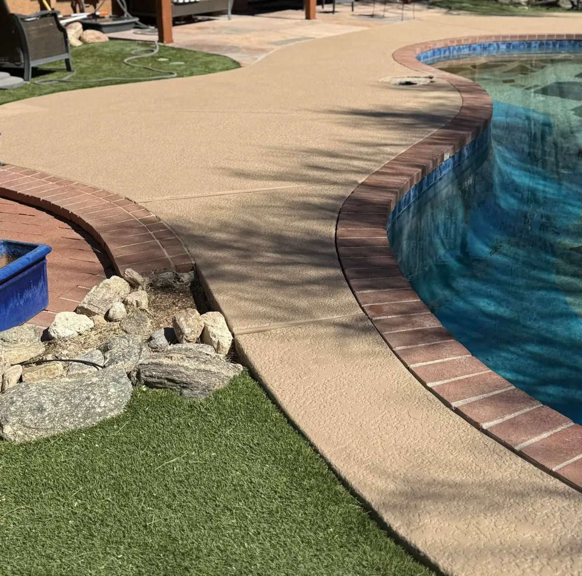 Restored pool surface and deck after work in Tucson