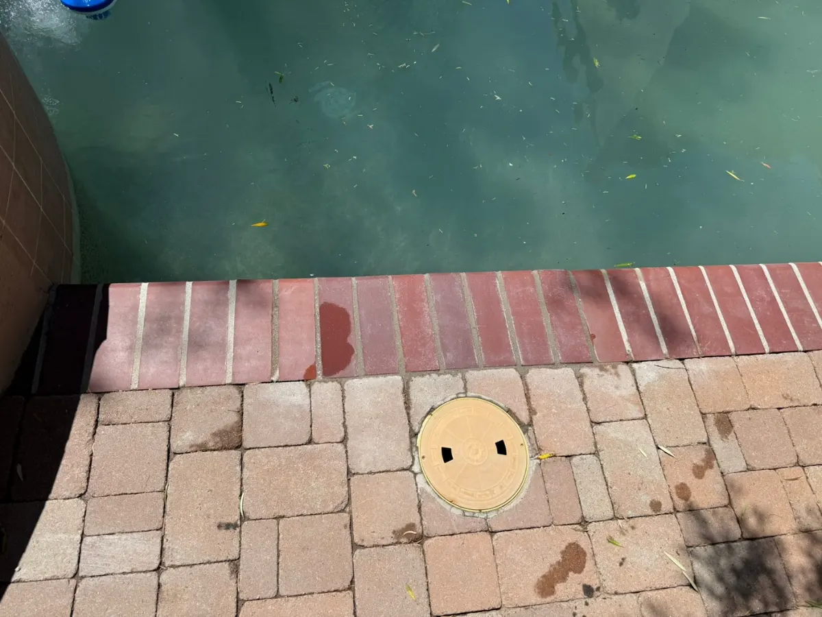 Clean spa and pool deck pavers in Tucson
